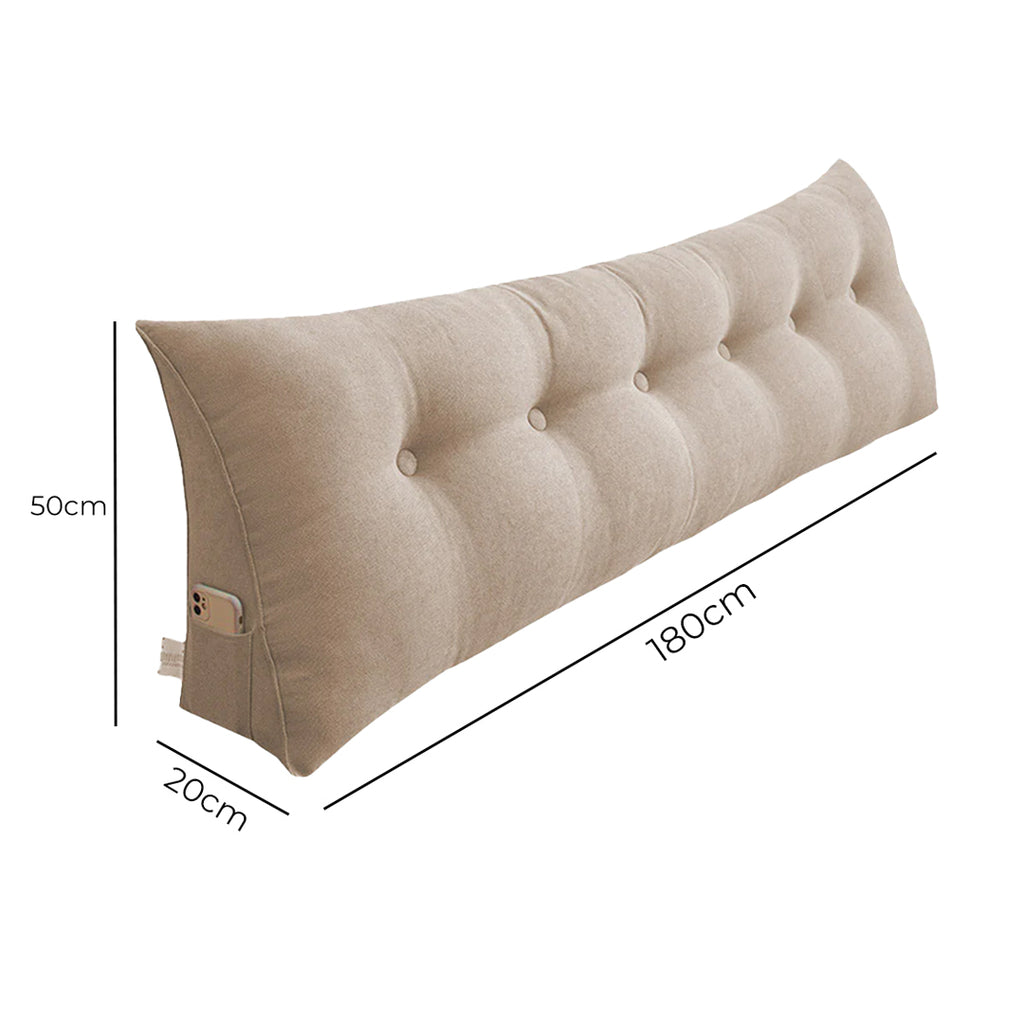 SOGA 180cm Beige Triangular Wedge Bed Pillow Headboard Backrest Bedside Tatami Cushion Home Decor
