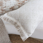 SOGA 35cm Rectangular Natural Woven Diamond Pattern Fringe Trim Throw Pillow