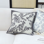 SOGA 2X 45cm Throw Pillow Black and White Wide Border with Branch and Pine Needle Design Pattern Home Decor