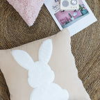 SOGA 2X 45cm Throw Pillow Light Tan Square Cushion with Soft White Rabbit Design Decorative Home Decor