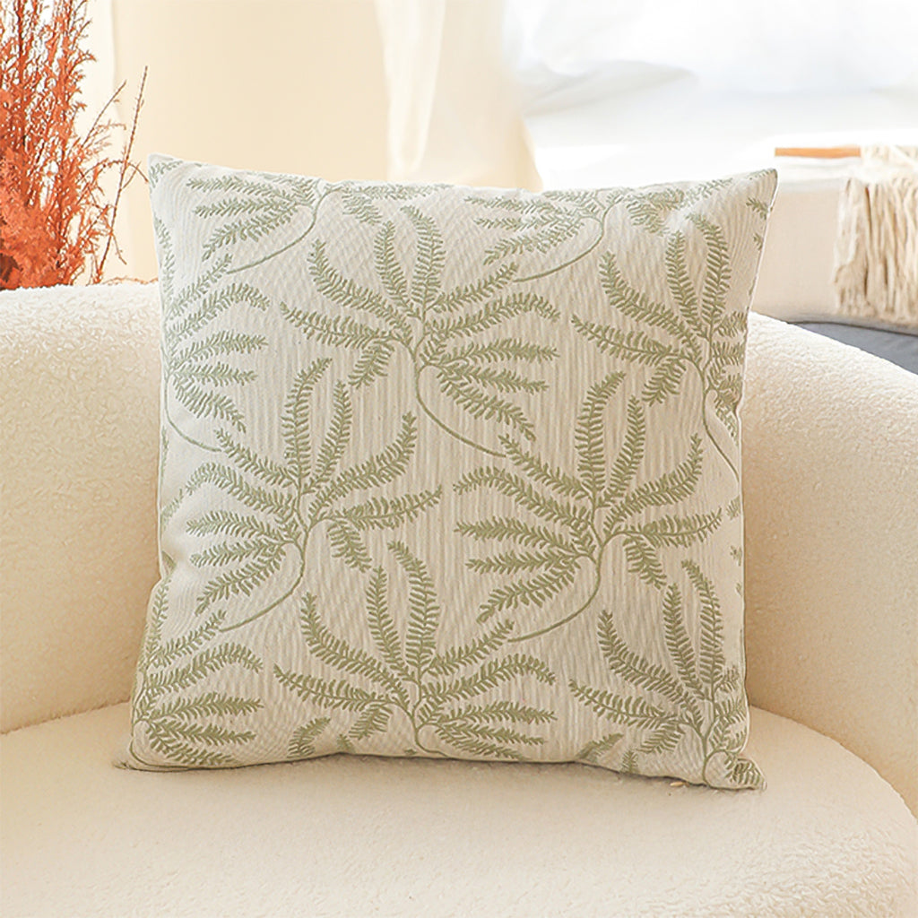 SOGA 2X 50cm Botanical Green Fern Leaf Embroidered Decorative Throw Pillow