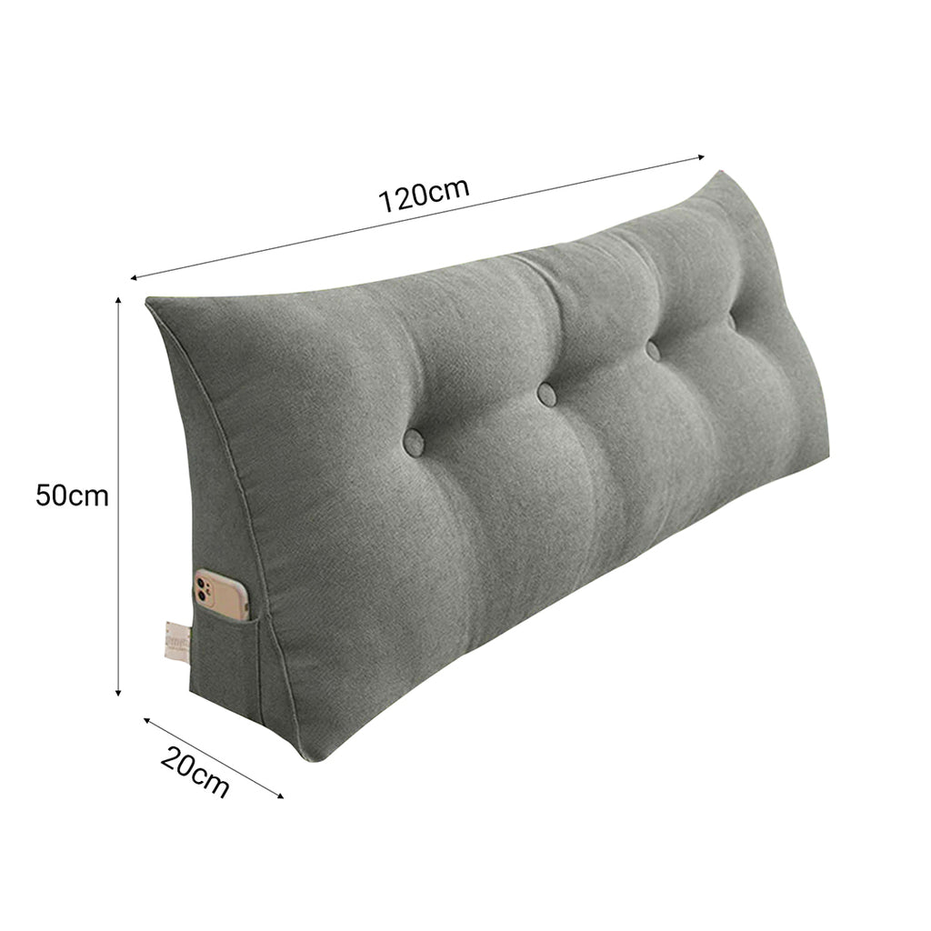 SOGA 2X 120cm Grey Triangular Wedge Bed Pillow Headboard Backrest Bedside Tatami Cushion Home Decor