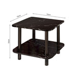 SOGA 2X 70cm Black Ceramic Side Table Stone Pattern Modern Design with Black Legs