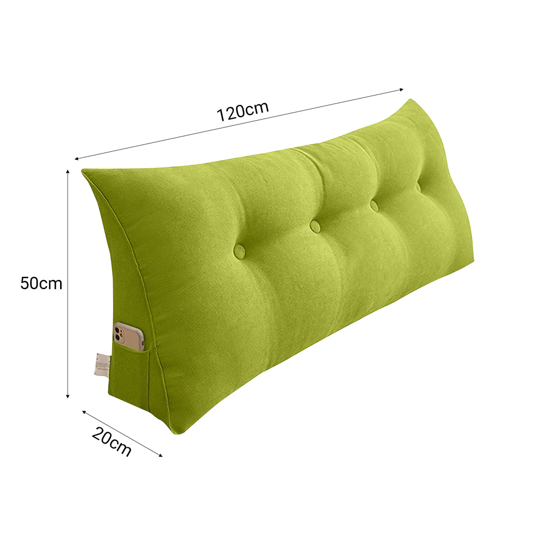 SOGA 2X 120cm Green Triangular Wedge Bed Pillow Headboard Backrest Bedside Tatami Cushion Home Decor