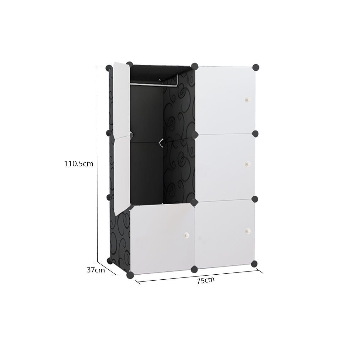 SOGA 3 Tier 6-Cube Portable Wardrobe Divide-Grid Modular Storage Organiser Foldable Closet