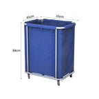 SOGA Stainless Steel Commercial Square Soiled Linen Laundry Trolley Cart with Wheels Blue