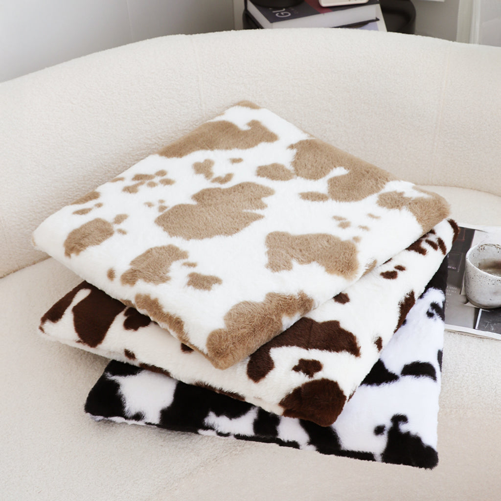 SOGA 2X 45cm Brown Cow Print Square Cushion Soft Leaning Plush Backrest Throw Seat Pillow