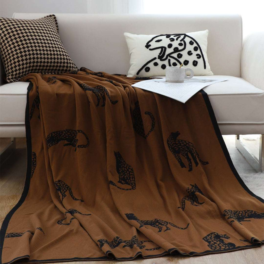 SOGA 2X Black Brown Animal Print Throw Blanket 130x180cm Polyester $ 189
