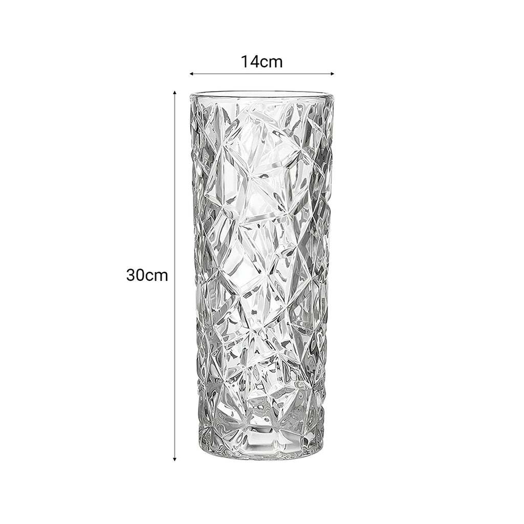 SOGA 14x30cm Heavy Duty Glass Vase Crystal Clear Design for Home Décor