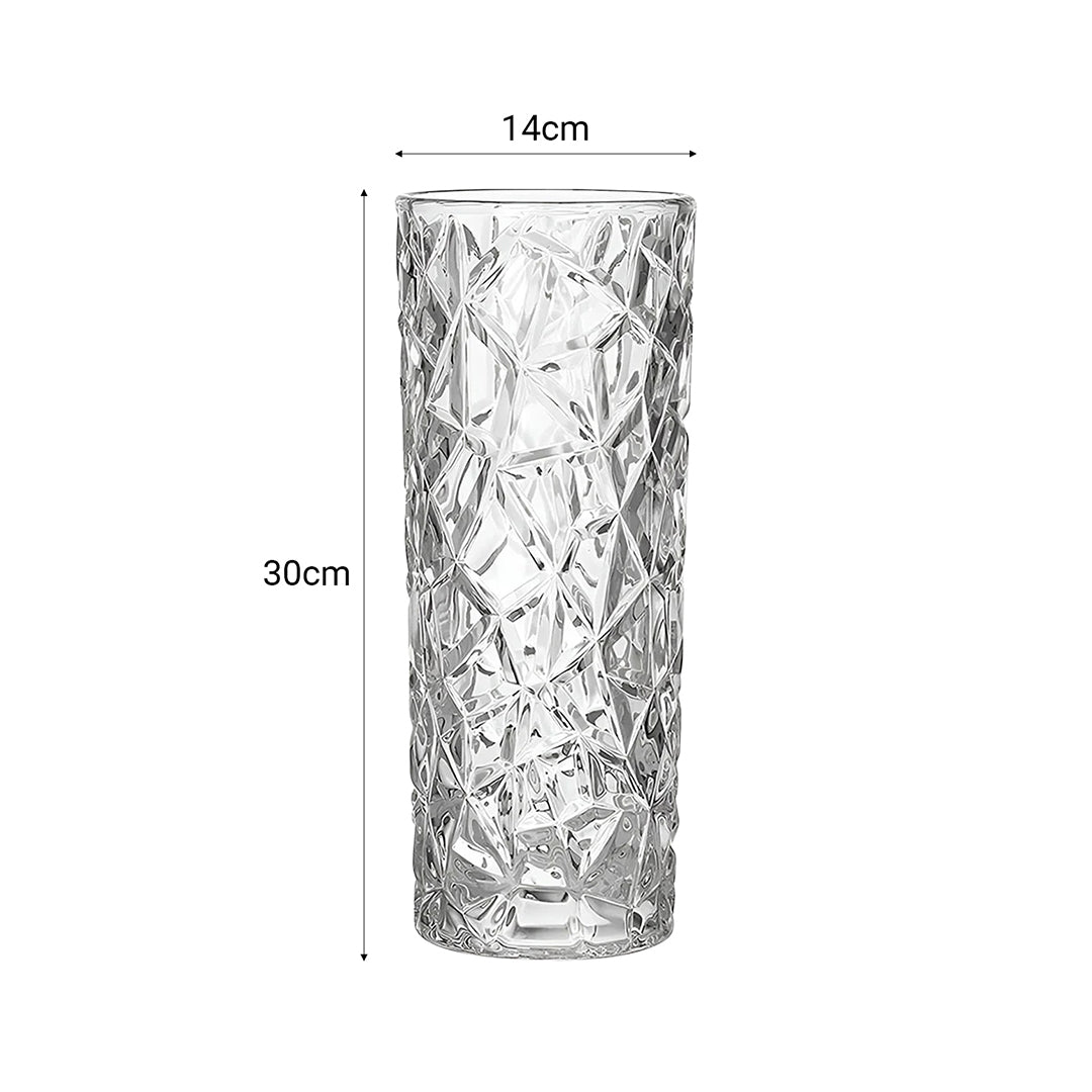 SOGA 14x30cm Heavy Duty Glass Vase Crystal Clear Design for Home Décor