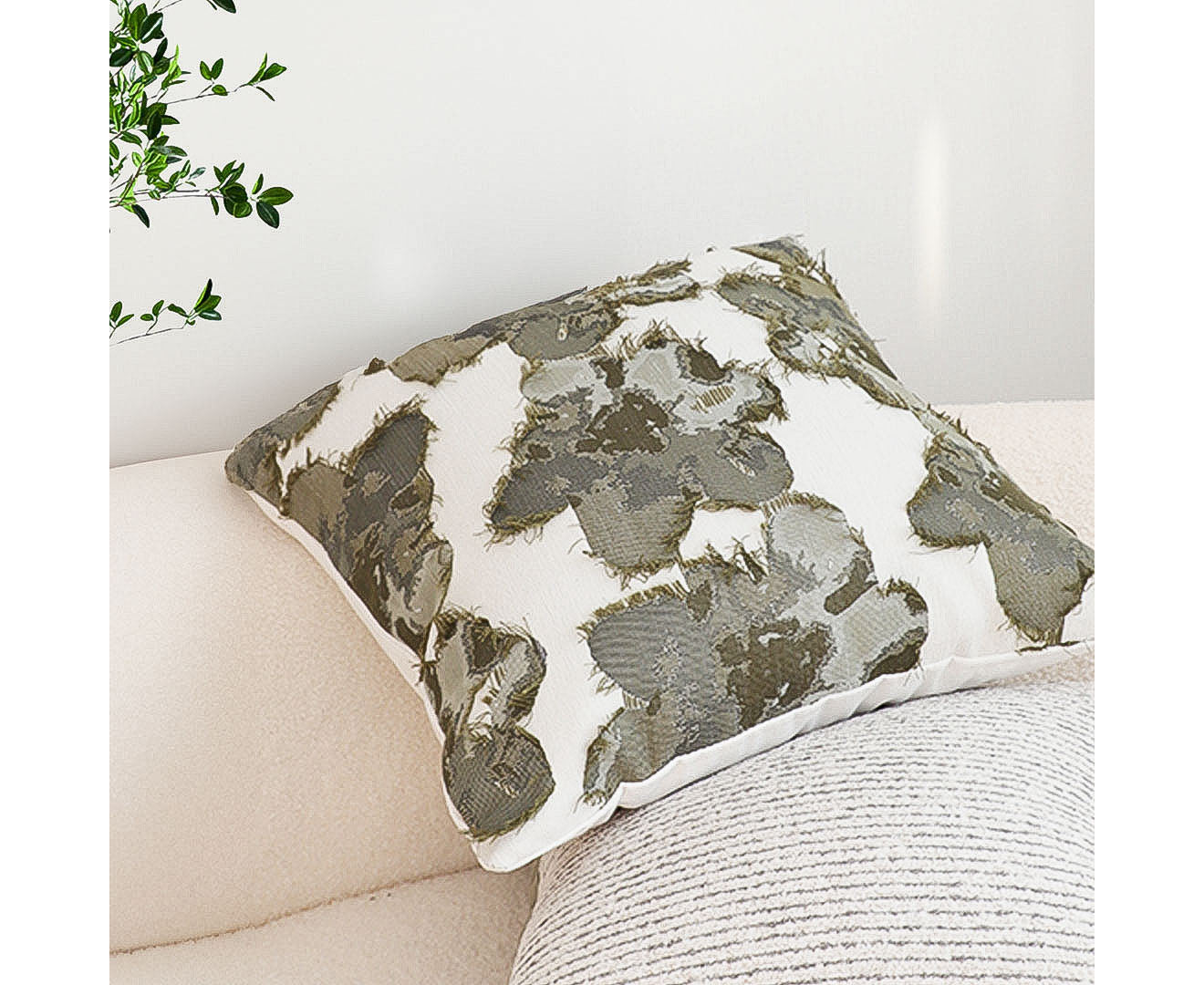 SOGA 45cm Abstract Gray Floral Watercolor Print Contemporary Throw Pillow
