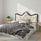 SOGA Home & Living Bundle – Crown Tufted Cream Pillow & Grey Cozy Flannel Throw Blanket