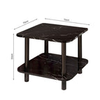 SOGA 70cm Black Ceramic Side Table Stone Pattern Modern Design with Black Legs