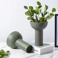 SOGA 2X 15x19.5cm Ornament Gray Minimalist Nordic Ceramic Vase Modern Versatile for Home Decor