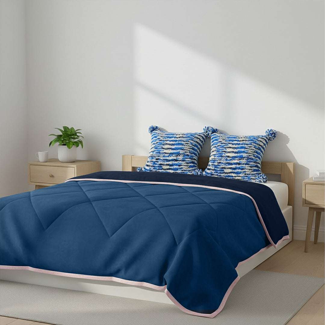 SOGA Home & Living Bundle – 2 Deep Sea Blue Gradient Pillow & Navy Blue Cozy Flannel Blanket $ 196