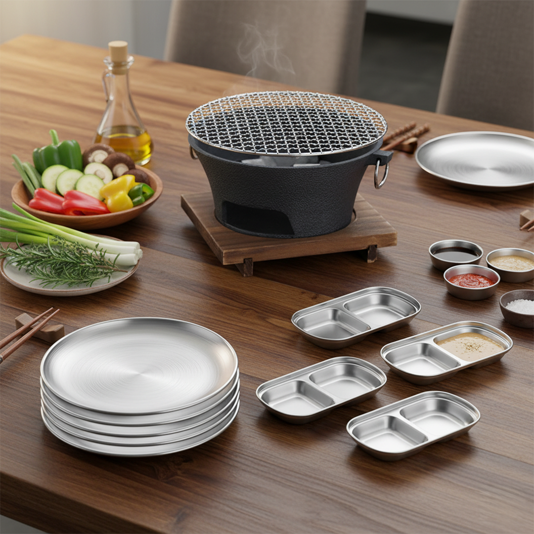 SOGA Kitchenware Bundle – Silver Grilling Plate, Divided Sauce Pan & Cast Iron BBQ Grill $ 159