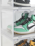 SOGA  2X 3 Tier Transparent Portable Shoe Organiser Sneaker Footwear Folding Plastic Bin Stackable Storage Box with Magnetic Door