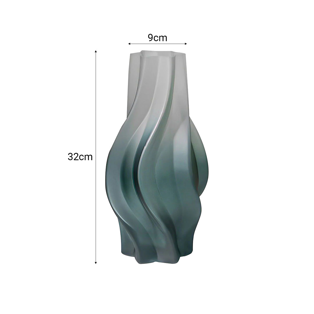 SOGA 32cm Glass Vase Blue with Beautiful glass Bubble Texture Art Vases