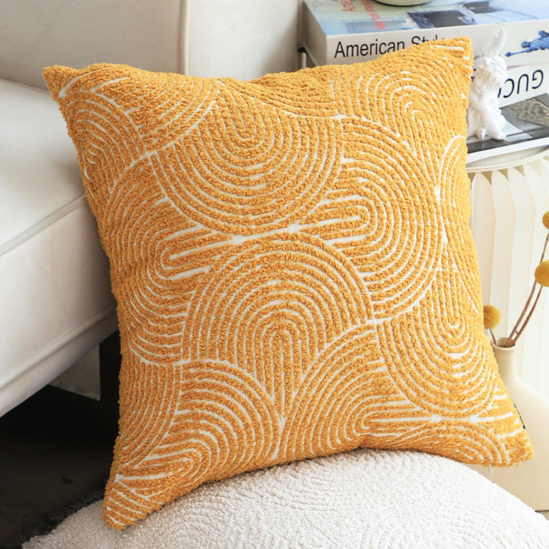 SOGA 2X 50cm Mustard Yellow Throw Pillow Geometric Indoor and Outdoor Corded for Home Decor