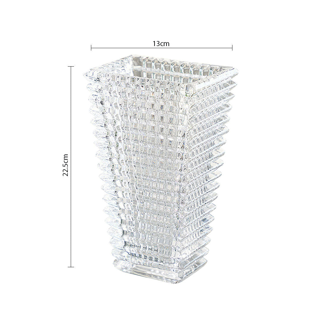 SOGA 22.5cm Handcrafted Clear Glass Vase Classic Design for Home Decor