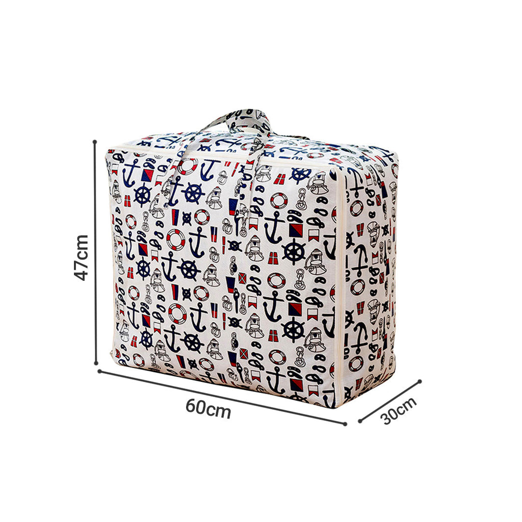 SOGA 2X Nautical Icons Super Large Storage Luggage Bag Double Zipper Foldable Travel Organiser Essentials