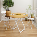 SOGA 80cm Wood Color Round Table with White Legs Modern Design for Home Decor