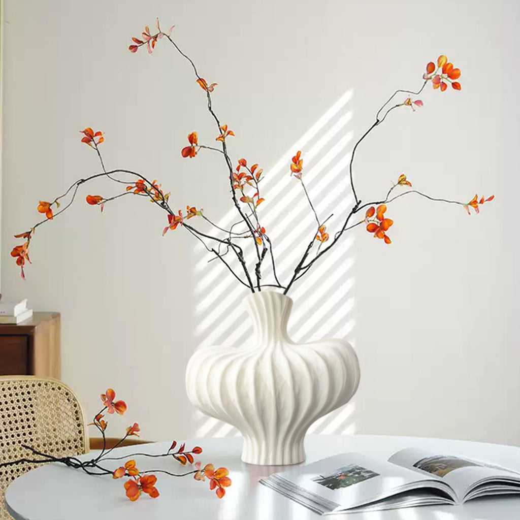 SOGA 25X24cm Ornament Small Matte White Vases Countertop Decoration Accessories Porch Crafts Home Decor