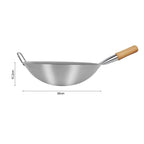 SOGA 36cm Stainless Steel Kitchen Cooking Wok with Wood Handle