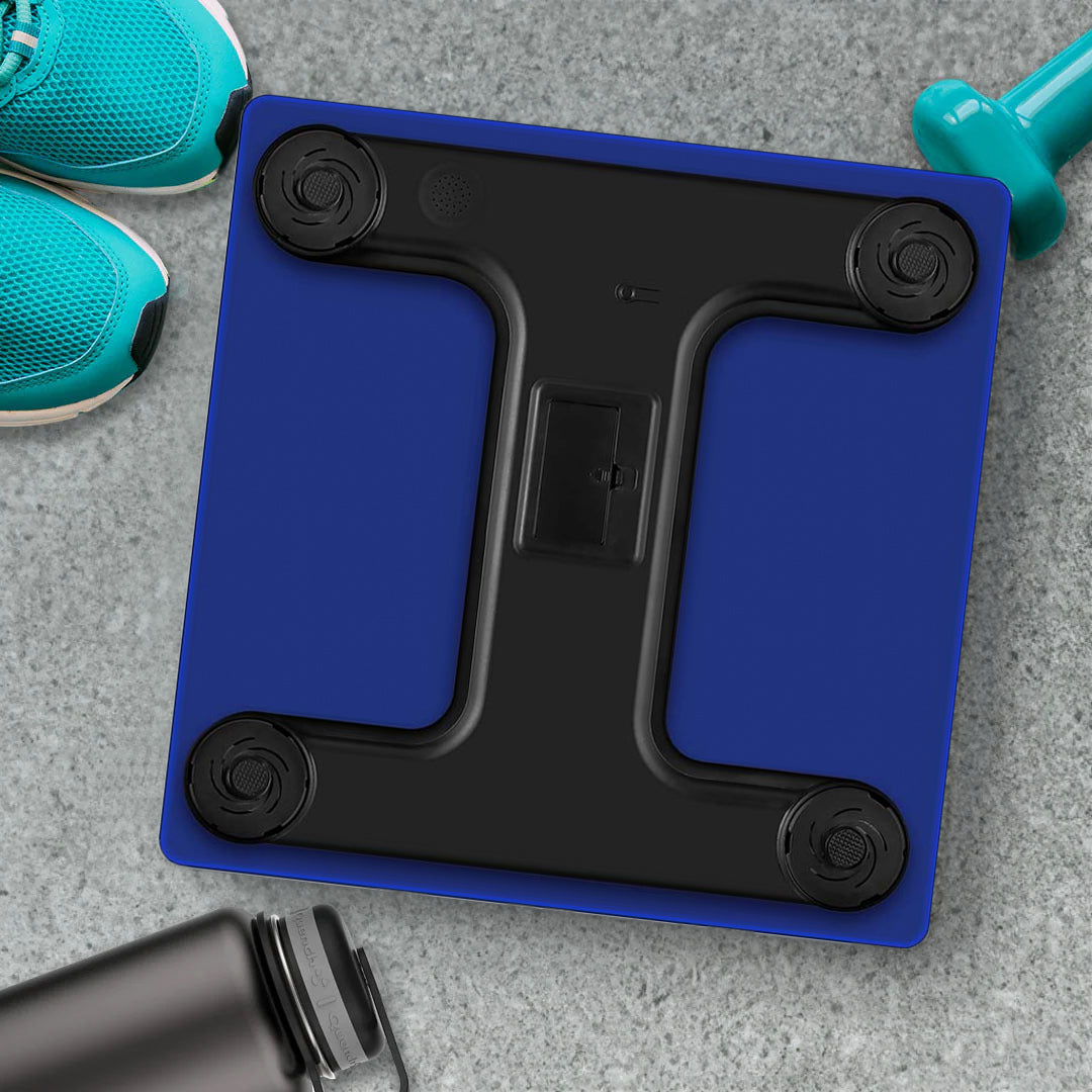 SOGA Glass LCD Digital Body Fat Scale Bathroom Electronic Gym Water Weighing Scales Blue