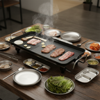 SOGA Kitchenware Bundle – 48cm Electric BBQ Grill with Silver Grilling Plate & Divided Sauce Pan $ 138