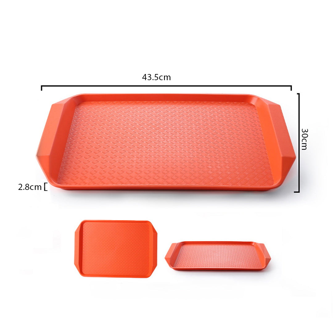 SOGA Rectangular Serving Tray Heavy Duty Waterproof Stackable Plastic Food Snack Pan Set of 5 Orange