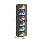SOGA 6 Tier Black Portable Shoe Organiser Sneaker Footwear Folding Plastic Bin Stackable Storage Box with Magnetic Door