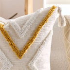SOGA 2X Boho Tufted Cushion 45cm Tassel Beige Yellow Geometric Chevron Throw Pillow $ 140