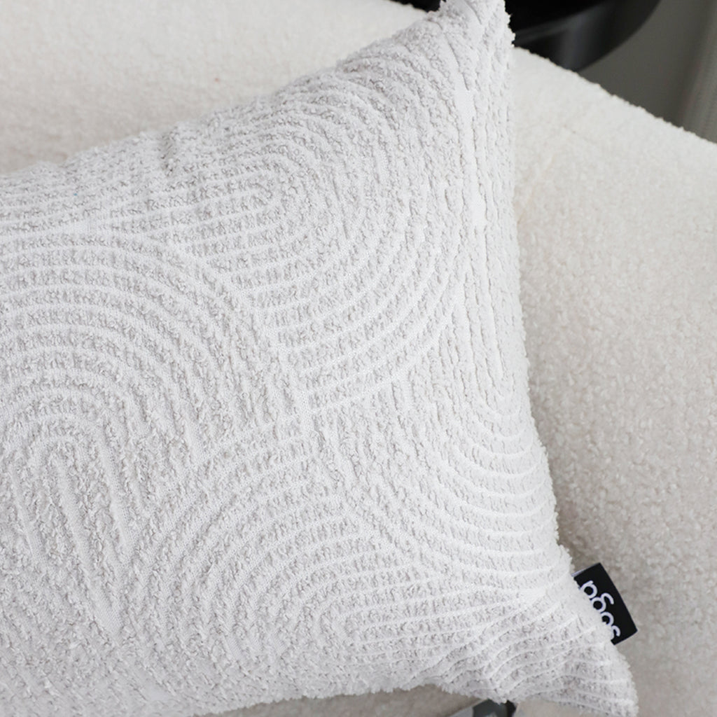 SOGA 2X 35cm Throw Pillow Beige Gray Lumbar Embroidered Decorative Cover Stitch for Home Decor
