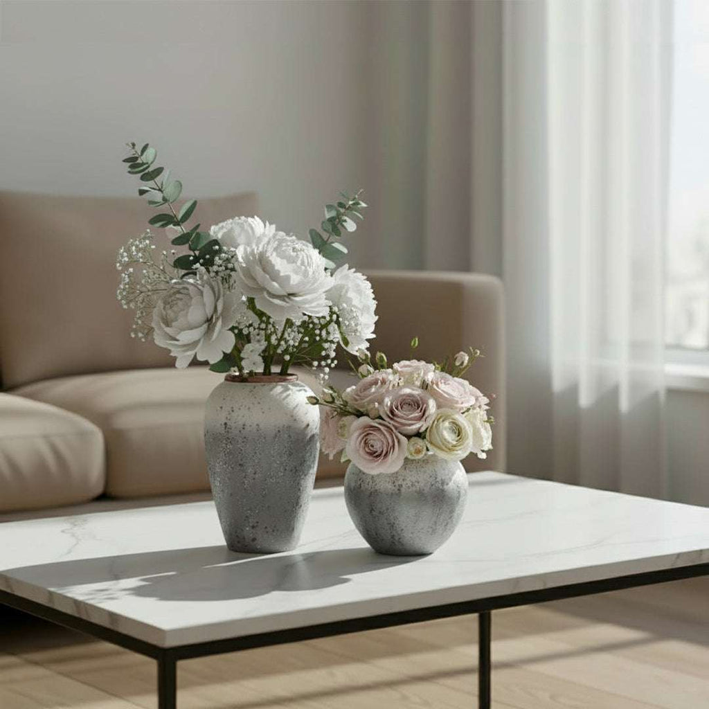 SOGA Home & Living Bundle – White & Grey Ceramic Flower Vases for Elegant Living Room Decor $ 161