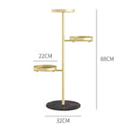 SOGA 3 Tier Gold Round Plant Stand Flowerpot Tray Display Living Room Balcony Metal Decorative Shelf
