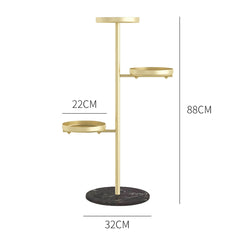 SOGA 3 Tier Gold Round Plant Stand Flowerpot Tray Display Living Room Balcony Metal Decorative Shelf