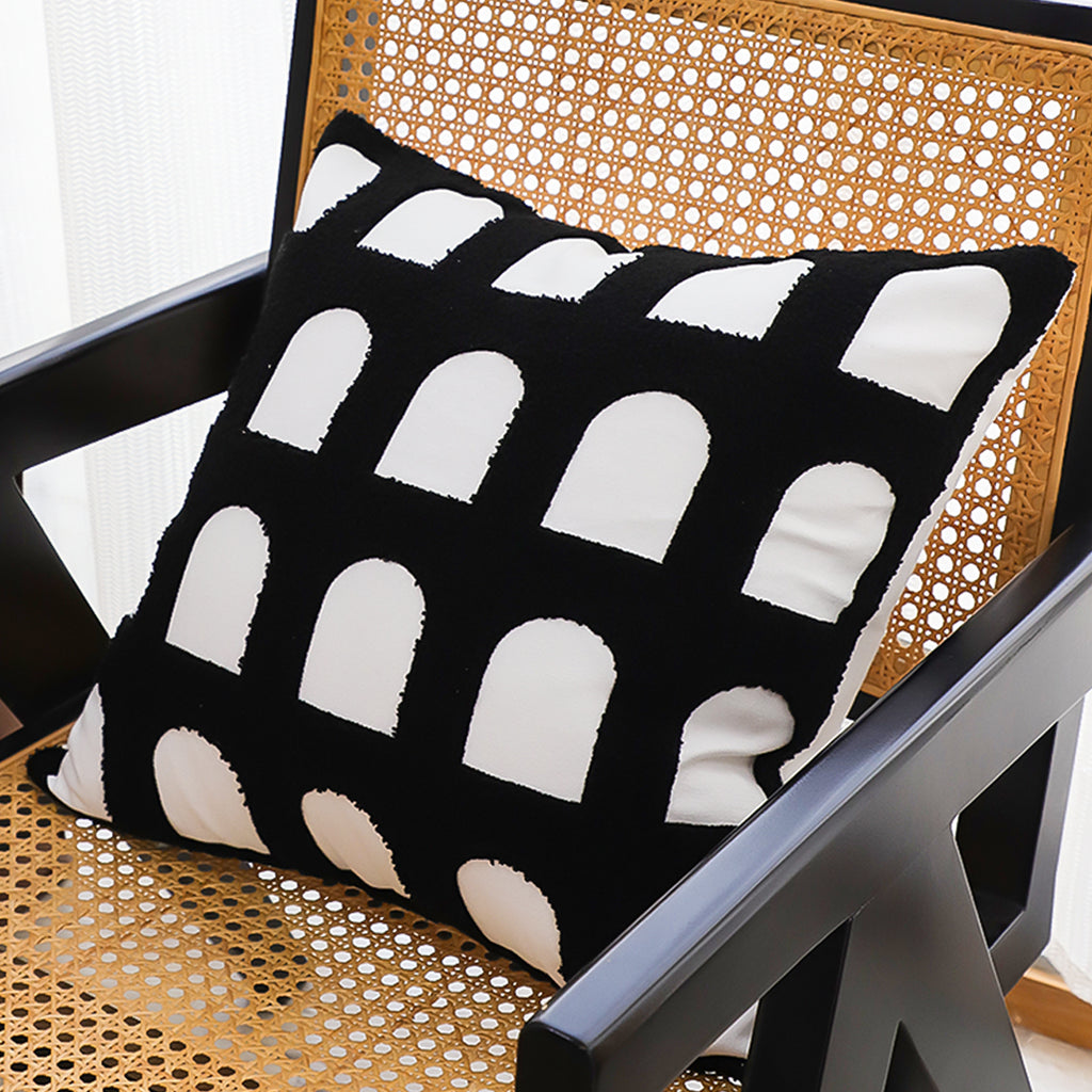 SOGA 45cm Contemporary Black White Arch Pattern Geometric Throw Pillow