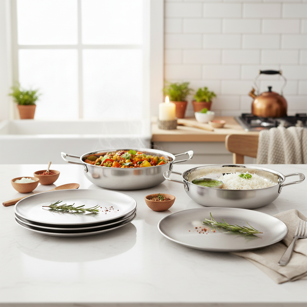 SOGA Kitchenware Bundle – Silver Dry Pots & Grilling Plate for Durable Kitchen Essentials