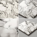 SOGA Peel & Stick Floor and Wall Tiles 30 x 30cm 10 Pack Black White Faux Marble