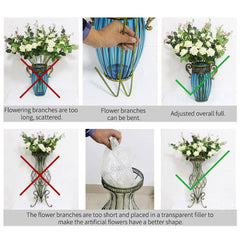 SOGA Blue Glass Cylinder Flower Vase with 10 Bunch 6 Heads Artificial Fake Silk Lilium nanum Home Decor Set