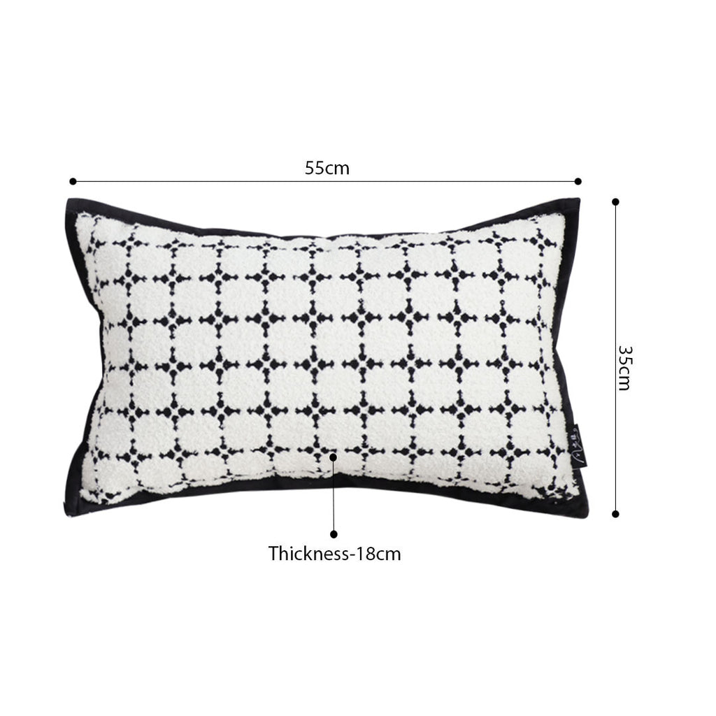 SOGA 2X 35cm Moroccan Black Cross Pattern Black Trim Decorative Throw Pillow