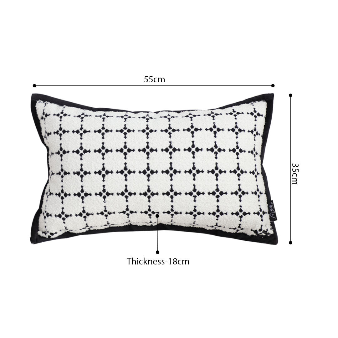 SOGA 2X 35cm Moroccan Black Cross Pattern Black Trim Decorative Throw Pillow