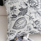 SOGA 2X 50cm Throw Pillow  Black and White Elegant Floral Print with Tassel Accents Home Decor