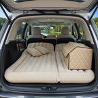 SOGA Car Bundle A – Beige Leather Collapsible Trunk Organizer & Inflatable Boot Mattress