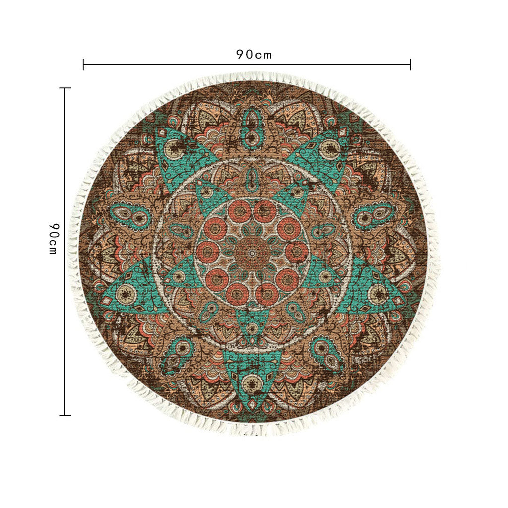 SOGA 2X 90cm Mandala Round Area Thick Anti-slip Doormat Home Decor