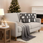 SOGA Home & Living Bundle – 2 Gray Bohemian Fringe Pillow & Star Grey Tassel Blanket