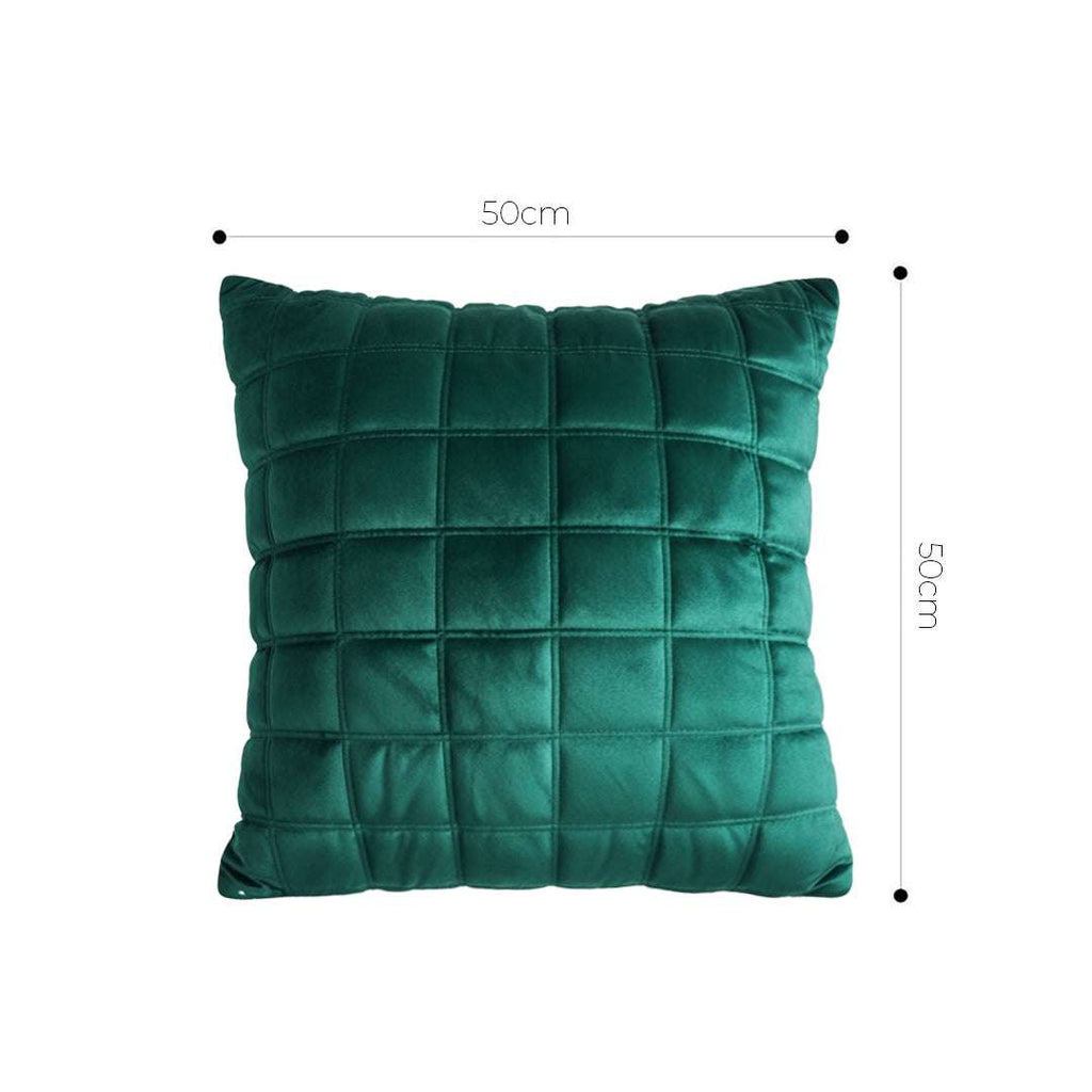 SOGA 2X Quilted Cushion 50cm Emerald Green Grid Pattern Soft Padded Decorative Throw Pillow $ 119