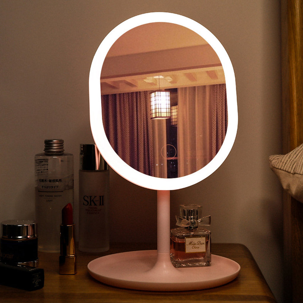 SOGA 2X 20cm Pink Rechargeable LED Light Makeup Mirror | Tabletop Vanity Home Decor
