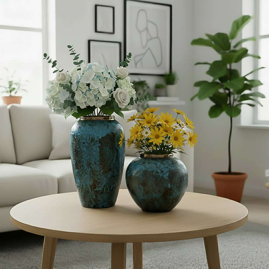 SOGA Home & Living Bundle – Light Blue Ceramic Flower Vases for Elegant Living Room Decor $ 161
